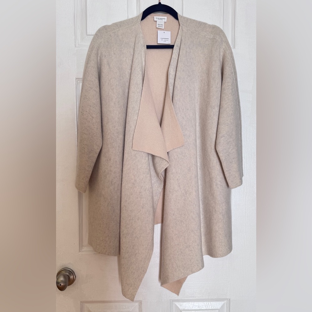 CLUB MONACO NWT 2-Tone Luxe Cashmere Cardigan Waterfall Open Front XS/S-Run Big